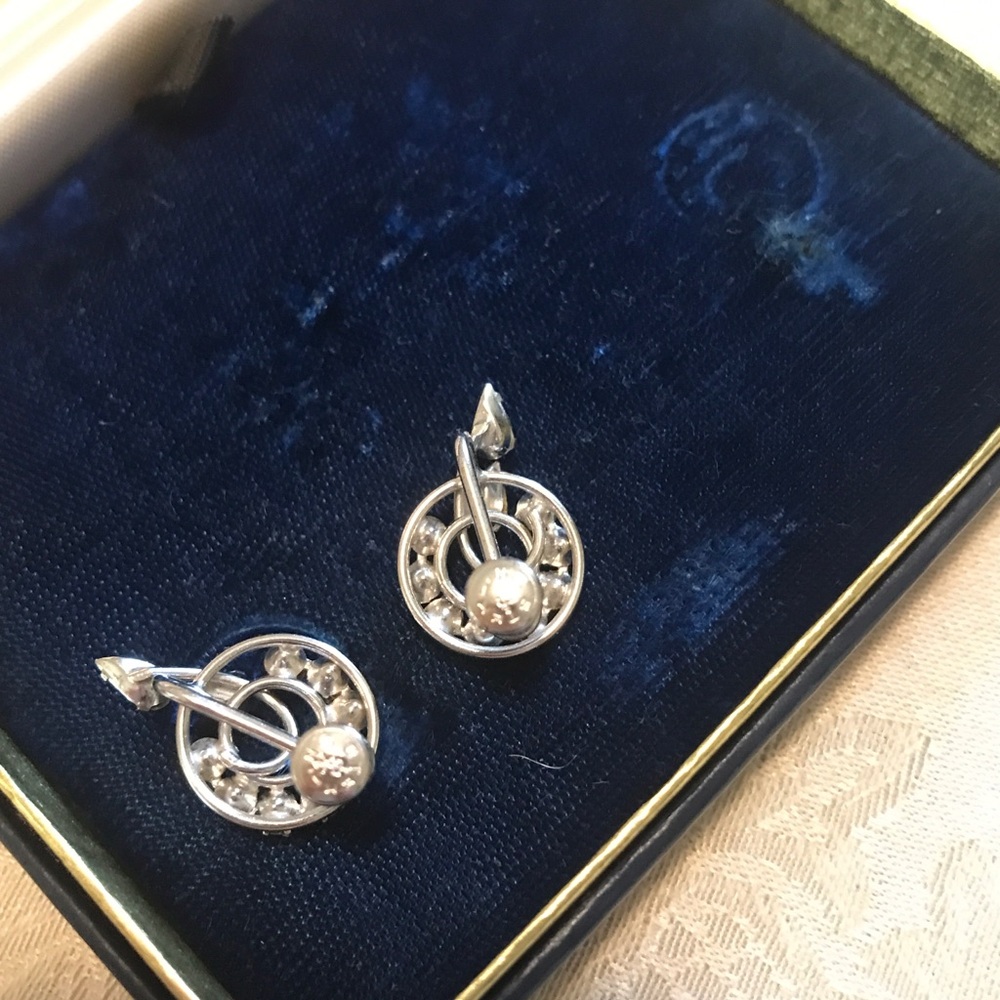 Sterling Brooch Earrings Set Crystal Carl-Art Original Box - Picture 5 of 5